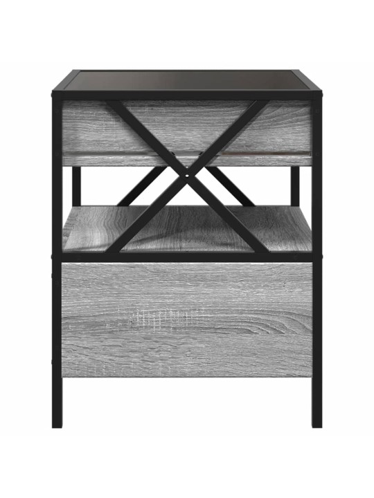 Kavos staliukas su Infinity LED lemputėmis, pilkas, 40x40x51cm