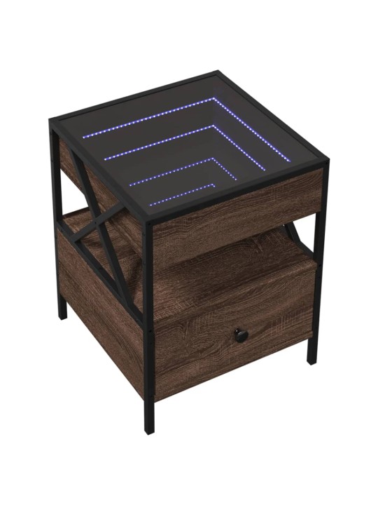 Kavos staliukas su Infinity LED lemputėmis, rudas, 40x40x51cm
