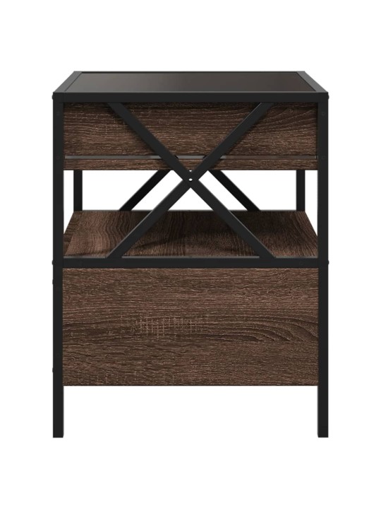 Kavos staliukas su Infinity LED lemputėmis, rudas, 40x40x51cm