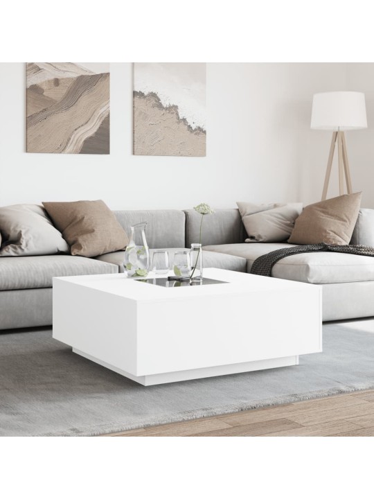 Kavos staliukas su Infinity LED, baltas, 100x100x40cm