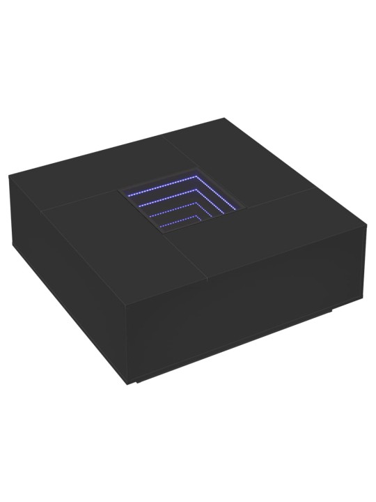 Kavos staliukas su Infinity LED, juodas, 100x100x40cm
