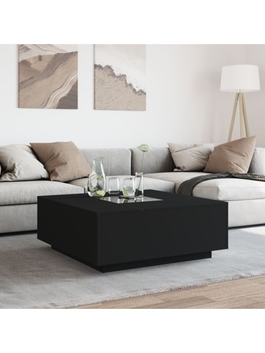 Kavos staliukas su Infinity LED, juodas, 100x100x40cm