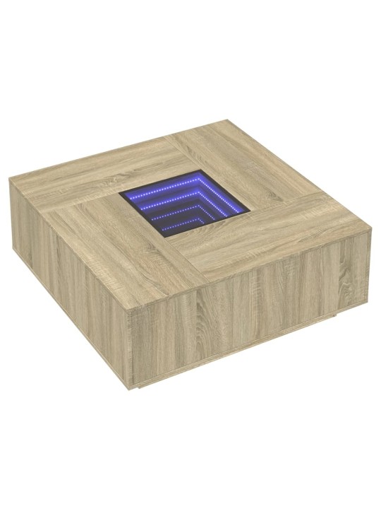 Kavos staliukas su Infinity LED, ąžuolo, 100x100x40cm