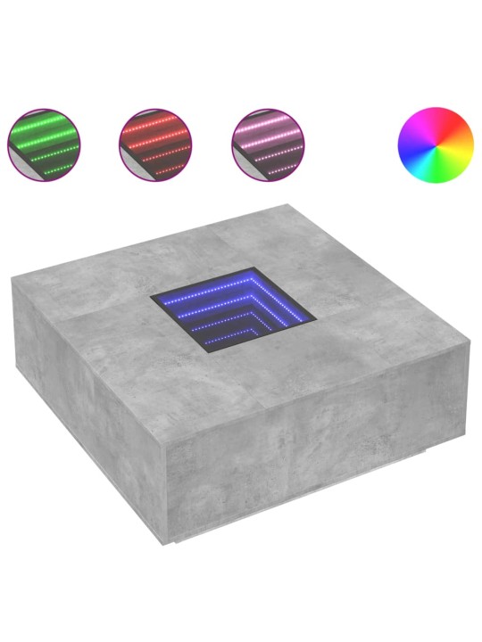 Kavos staliukas su Infinity LED, betono, 100x100x40cm