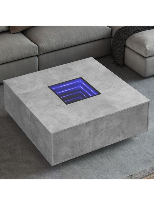 Kavos staliukas su Infinity LED, betono, 100x100x40cm