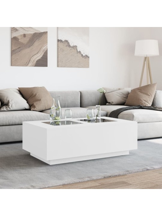 Kavos staliukas su Infinity LED, baltas, 116x69x40cm