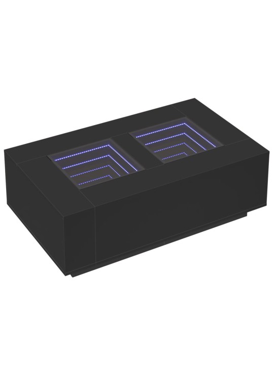 Kavos staliukas su Infinity LED, juodas, 116x69x40cm