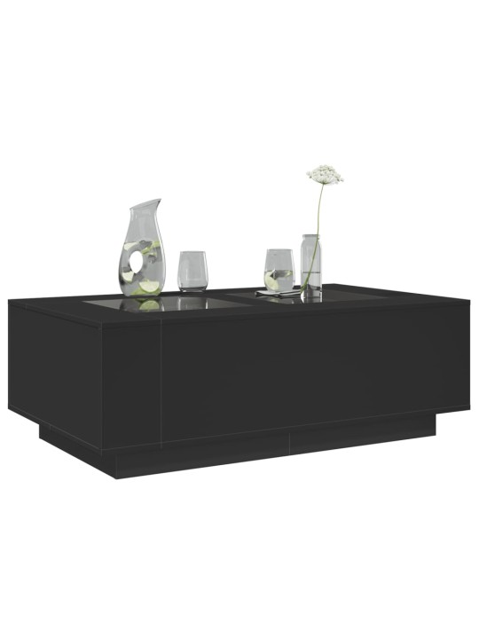 Kavos staliukas su Infinity LED, juodas, 116x69x40cm