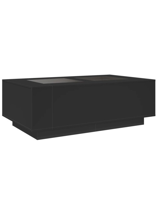 Kavos staliukas su Infinity LED, juodas, 116x69x40cm