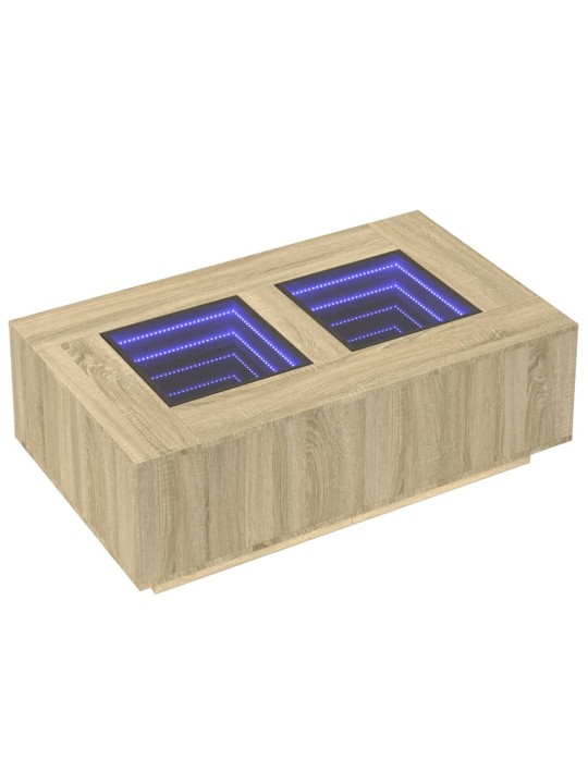 Kavos staliukas su Infinity LED, ąžuolo, 116x69x40cm