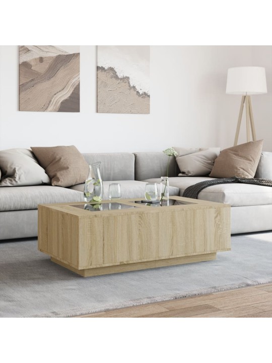 Kavos staliukas su Infinity LED, ąžuolo, 116x69x40cm