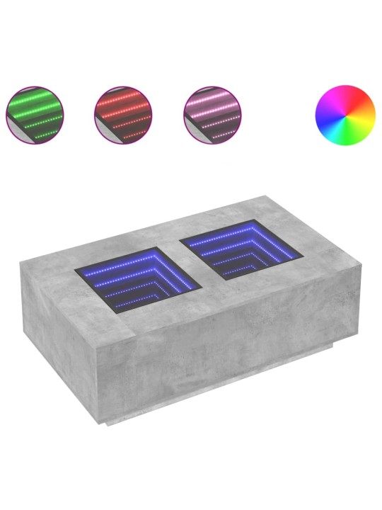 Kavos staliukas su Infinity LED, betono, 116x69x40cm