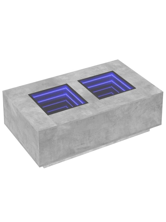Kavos staliukas su Infinity LED, betono, 116x69x40cm