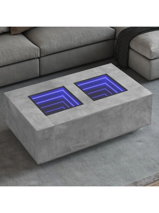 Kavos staliukas su Infinity LED, betono, 116x69x40cm