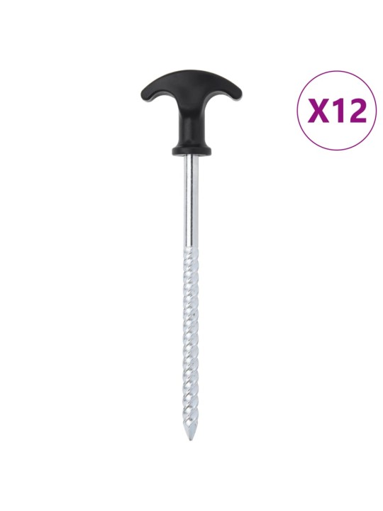 Palapinės kaiščiai, 12vnt., 17cm, skersmuo 7mm, plienas