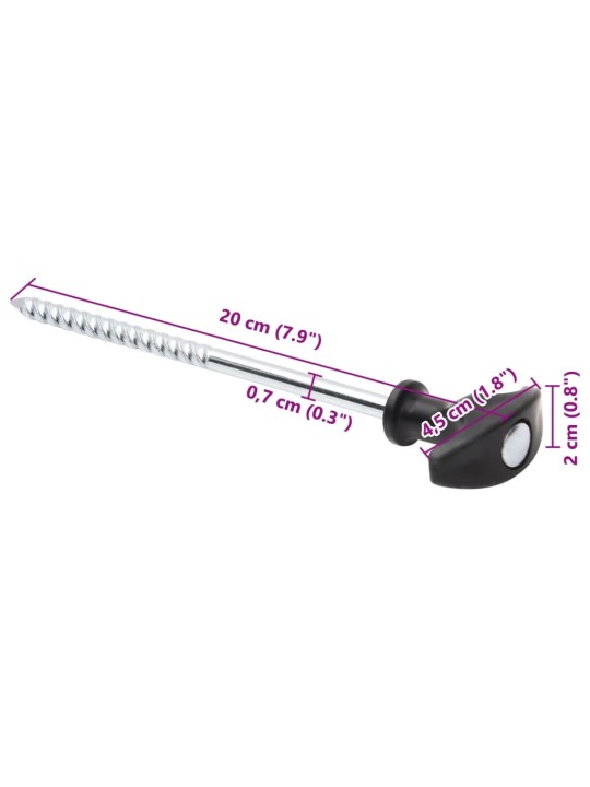 Palapinės kaiščiai, 24vnt., 20cm, skersmuo 7mm, plienas