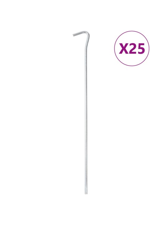 Palapinės kaiščiai, 25vnt., 30cm, skersmuo 5mm, plienas