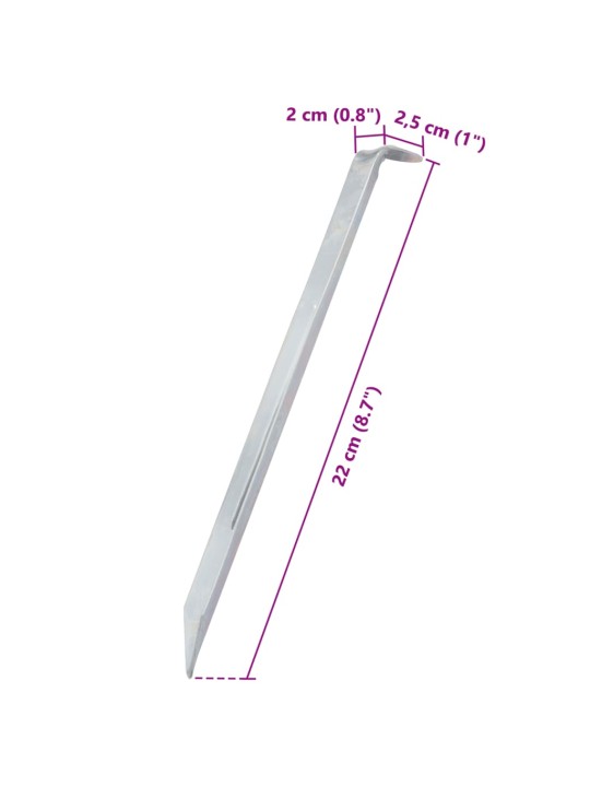 Palapinės kaiščiai, 24vnt., 22cm, skersmuo 20mm, plienas