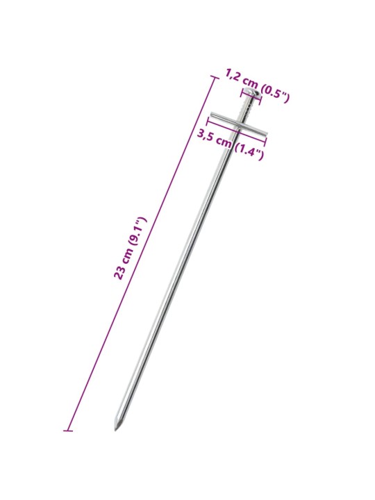 Palapinės kaiščiai, 24vnt., 23cm, skersmuo 6mm, plienas