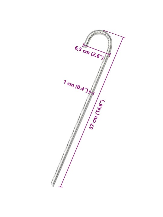 Palapinės kaiščiai, 6vnt., 37cm, skersmuo 10mm, plienas