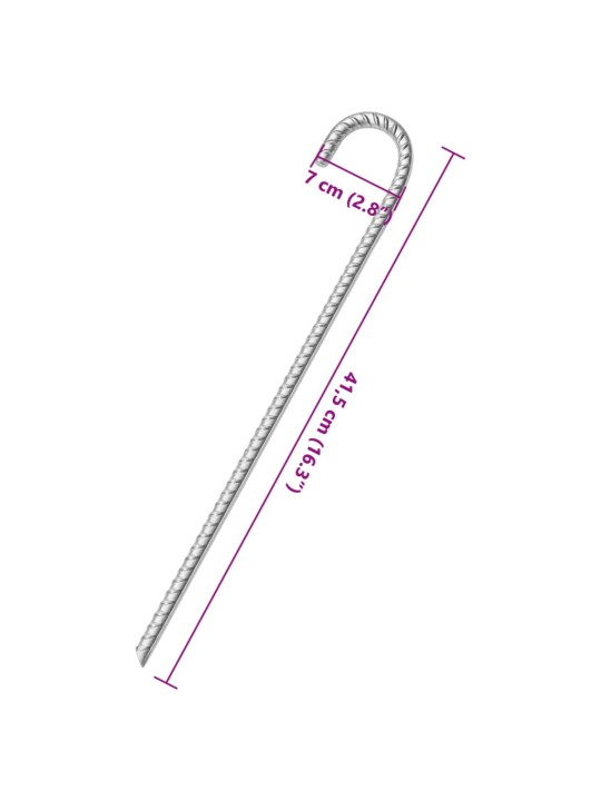 Palapinės kaiščiai, 6vnt., 41,5cm, skersmuo 12mm, plienas