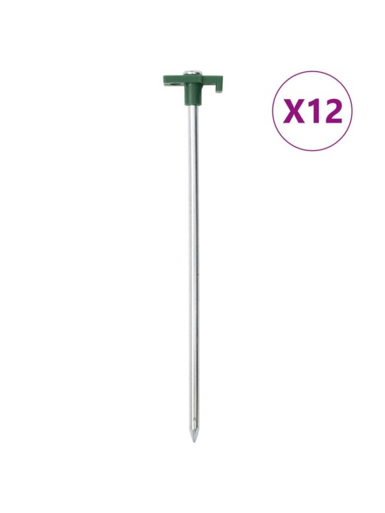 Palapinės kaiščiai, 12vnt., 25cm, skersmuo 7mm, plienas ir PP
