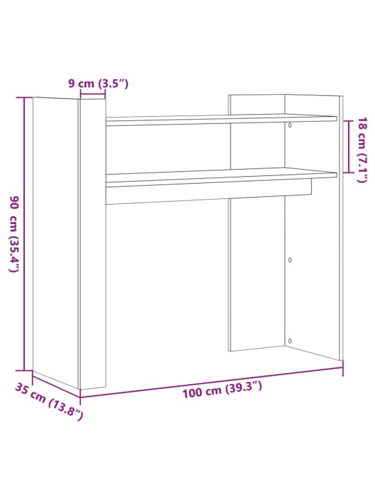 Konsolinis staliukas, betono, 100x35x90cm, apdirbta mediena