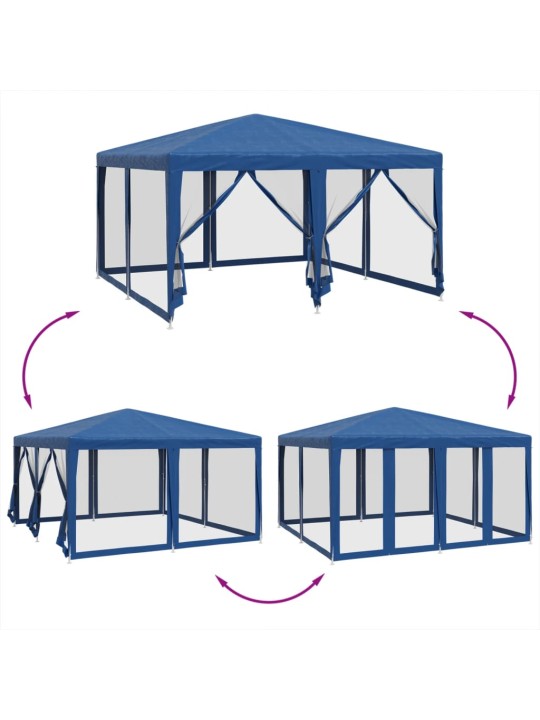 Proginė palapinė su 8 tinklinėmis sienomis, mėlyna, 4x4m, HDPE