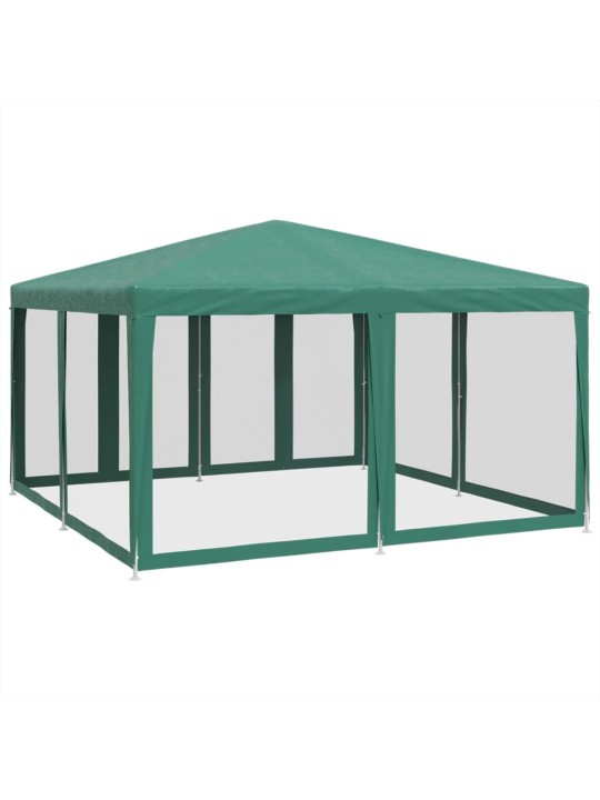 Proginė palapinė su 8 tinklinėmis sienomis, žalia, 4x4m, HDPE