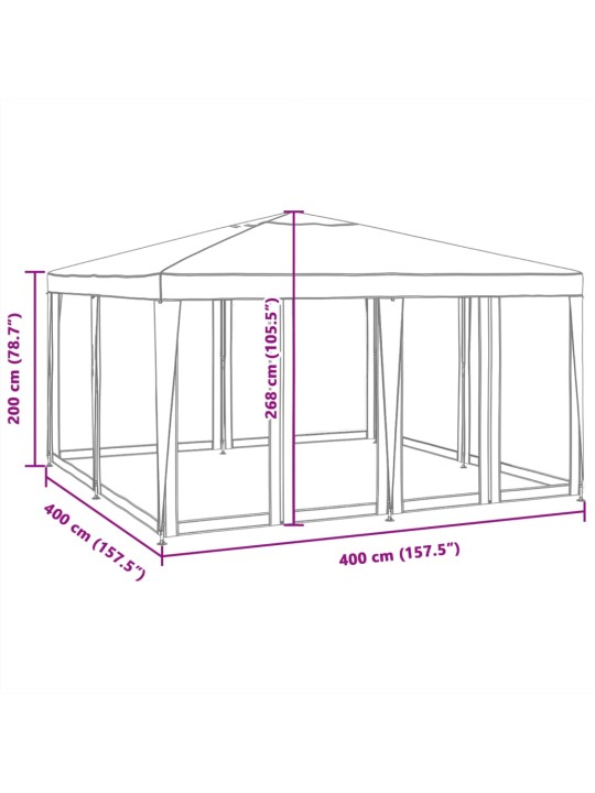 Proginė palapinė su 8 sienomis, antracito, 4x4m, HDPE