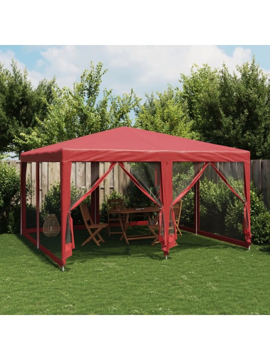 Proginė palapinė su 8 tinklinėmis sienomis, raudona, 4x4m, HDPE