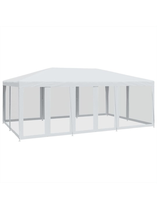 Proginė palapinė su 10 tinklinėmis sienomis, balta, 6x4m, HDPE