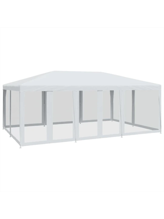 Proginė palapinė su 10 tinklinėmis sienomis, balta, 6x4m, HDPE
