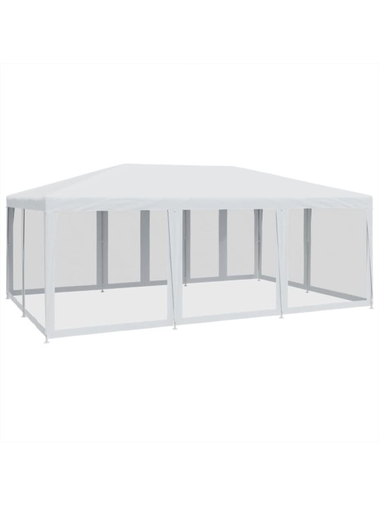 Proginė palapinė su 10 tinklinėmis sienomis, balta, 6x4m, HDPE