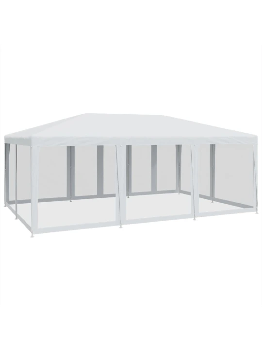 Proginė palapinė su 10 tinklinėmis sienomis, balta, 6x4m, HDPE