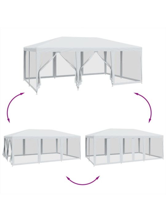 Proginė palapinė su 10 tinklinėmis sienomis, balta, 6x4m, HDPE