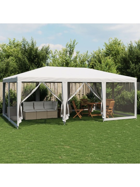 Proginė palapinė su 10 tinklinėmis sienomis, balta, 6x4m, HDPE
