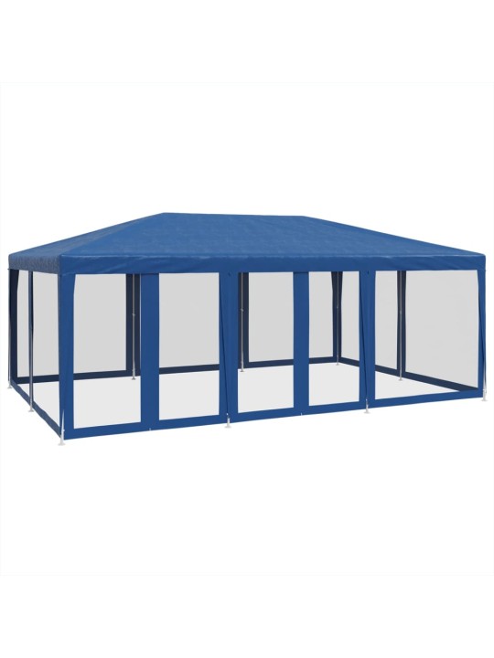 Proginė palapinė su 10 tinklinėmis sienomis, mėlyna, 6x4m, HDPE