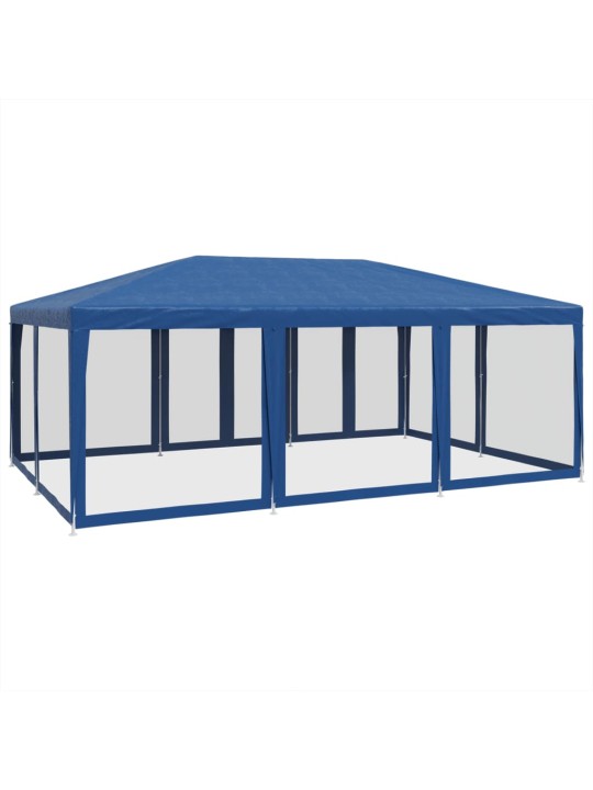 Proginė palapinė su 10 tinklinėmis sienomis, mėlyna, 6x4m, HDPE