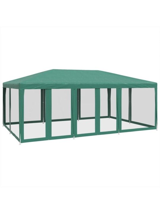 Proginė palapinė su 10 tinklinėmis sienomis, žalia, 6x4m, HDPE