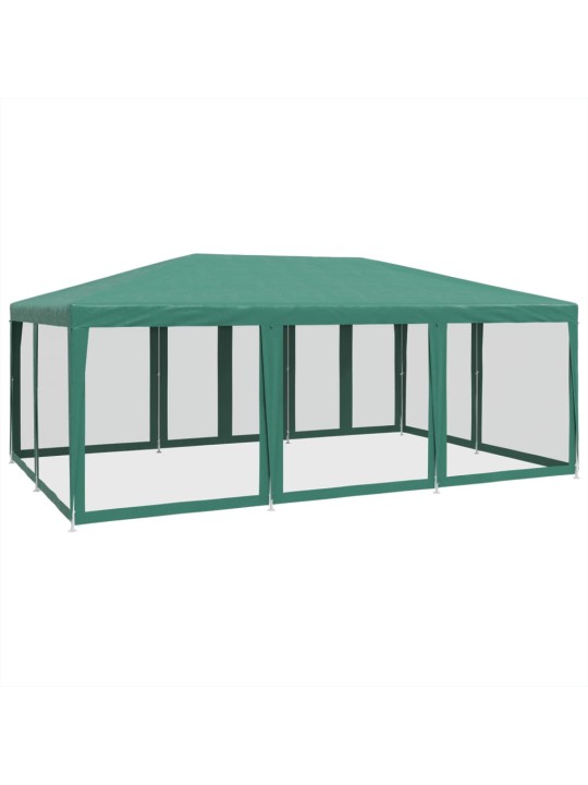 Proginė palapinė su 10 tinklinėmis sienomis, žalia, 6x4m, HDPE