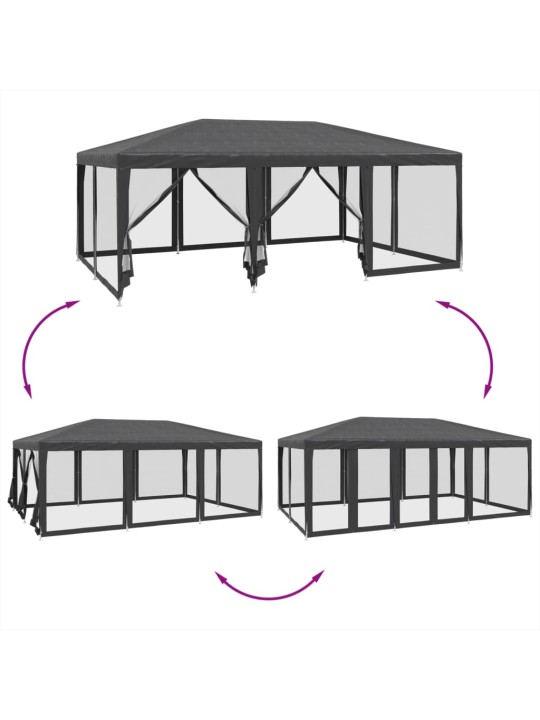 Proginė palapinė su 10 sienomis, antracito, 6x4m, HDPE