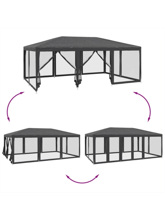 Proginė palapinė su 10 sienomis, antracito, 6x4m, HDPE