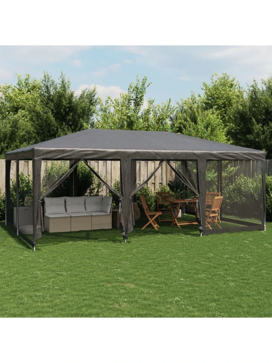 Proginė palapinė su 10 sienomis, antracito, 6x4m, HDPE