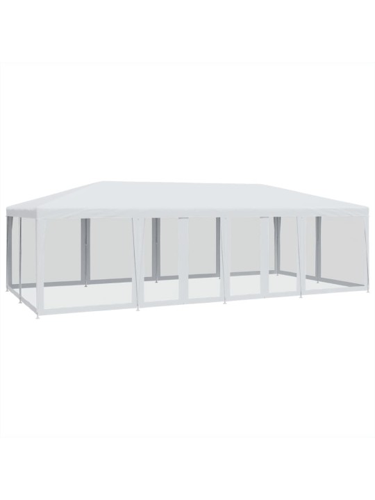 Proginė palapinė su 12 tinklinėmis sienomis, balta, 8x4m, HDPE