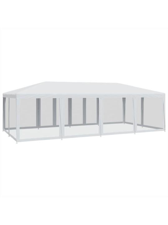Proginė palapinė su 12 tinklinėmis sienomis, balta, 8x4m, HDPE