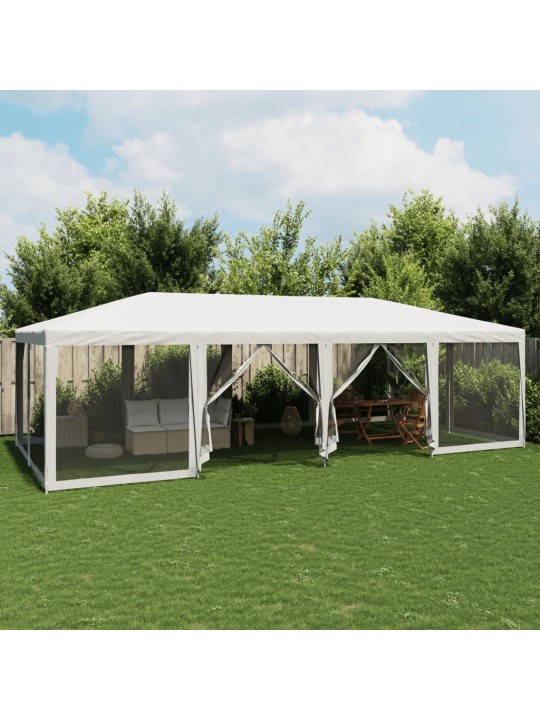 Proginė palapinė su 12 tinklinėmis sienomis, balta, 8x4m, HDPE