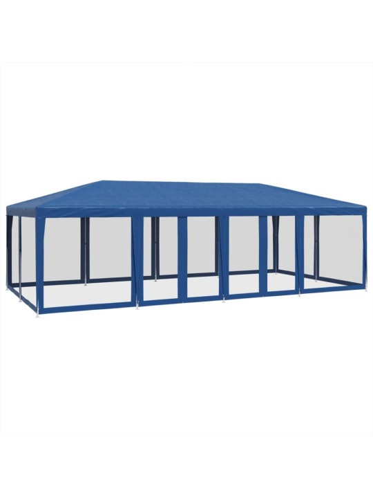 Proginė palapinė su 12 tinklinėmis sienomis, mėlyna, 8x4m, HDPE