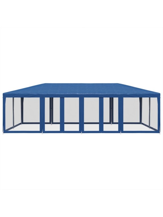 Proginė palapinė su 12 tinklinėmis sienomis, mėlyna, 8x4m, HDPE
