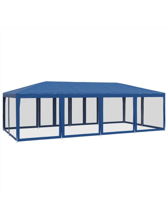 Proginė palapinė su 12 tinklinėmis sienomis, mėlyna, 8x4m, HDPE
